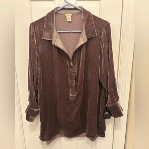 SUNDANCE 100% SILK VELVET CHOCOLATE BRIWN TUNIC BLOUSE SIZE MEDIUM